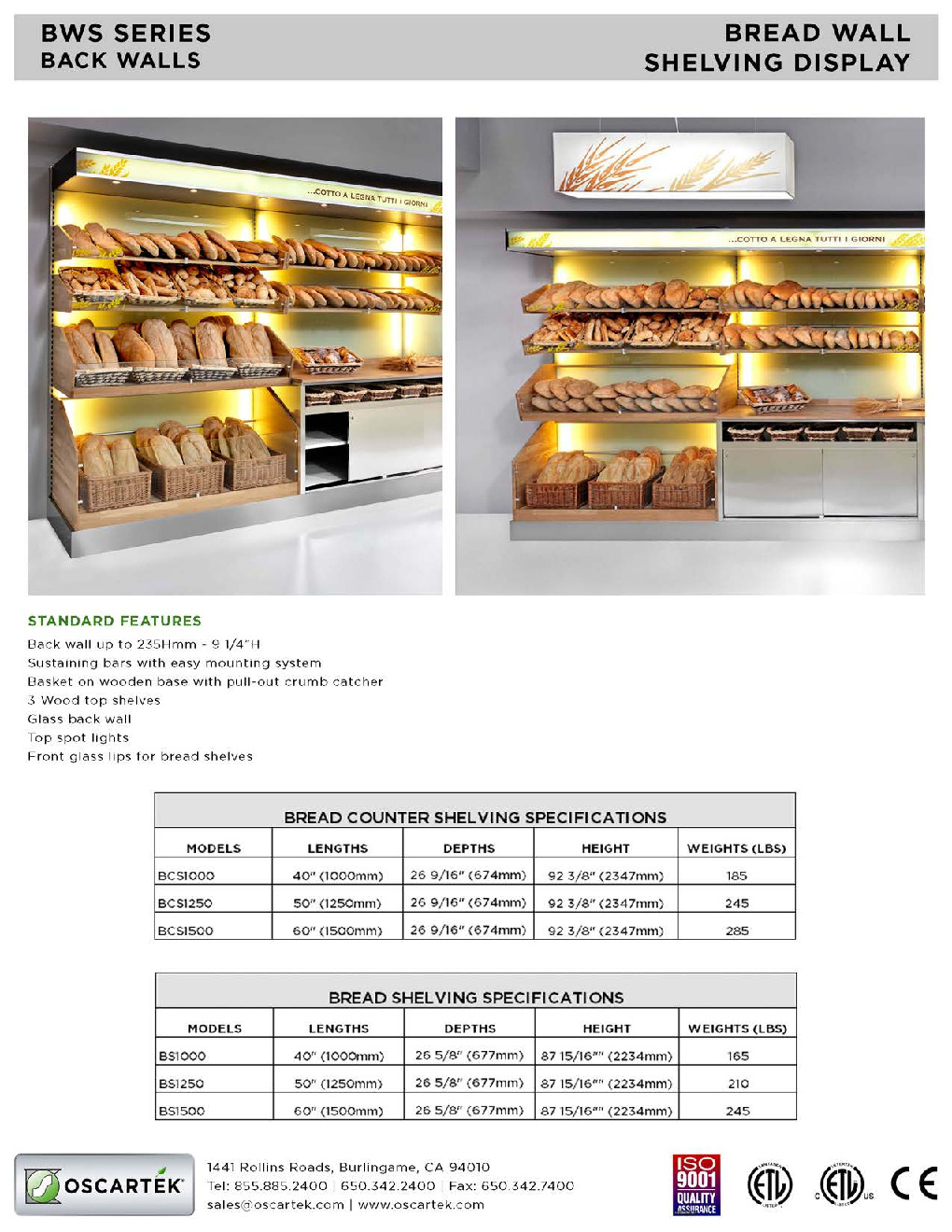 Oscartek BS1500 Display Bread Bakery Rack