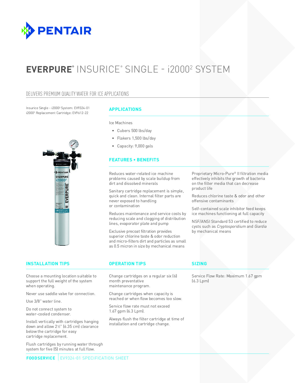Everpure EV932401 for Ice Machines Water Filtration System - Scratch and dent