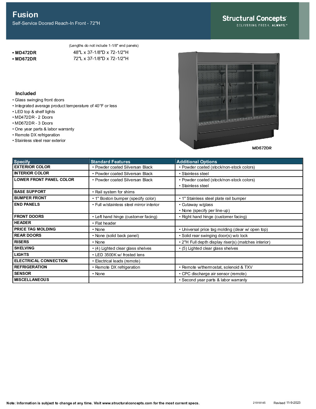 Structural Concepts MD672DR Self-Serve Refrigerated Display Case