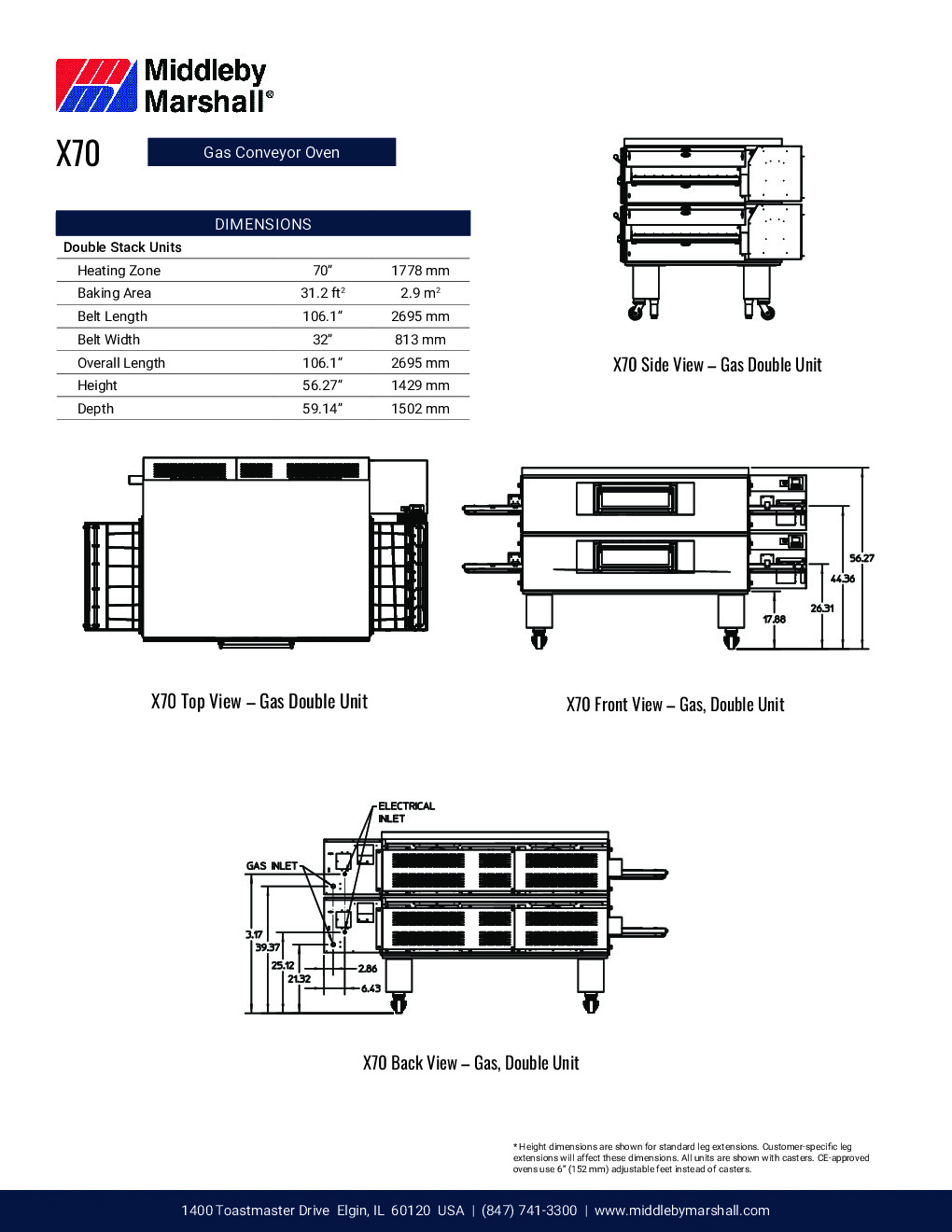Middleby Marshall X70-2 Conveyor Gas Oven