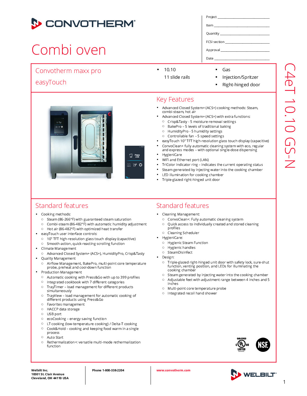 Convotherm C4 ET 10.10GS-N Gas Combi Oven