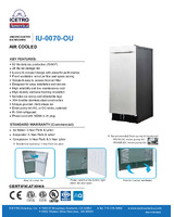 Icetro - IU-0070-OU, Commercial 60lbs Undercounter Air Cooled Ice Machine Gourmet Bell Ice Maker