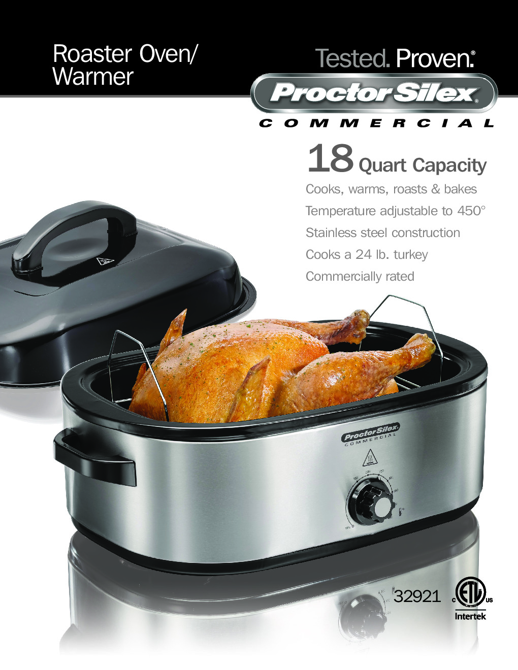 Hamilton Beach 32921 Proctor-Silex® Roaster Oven/Warmer - 18 Quart Capacity