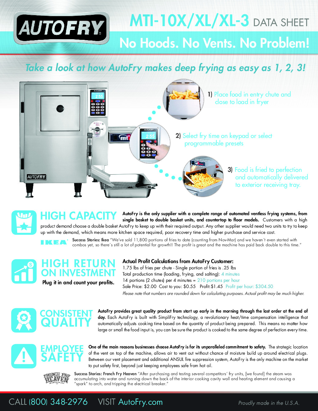 MTI AUTOFRY MTI-10X Countertop Ventless Electric Fryer w/ 2.75-gal Capacity, Fully Automated