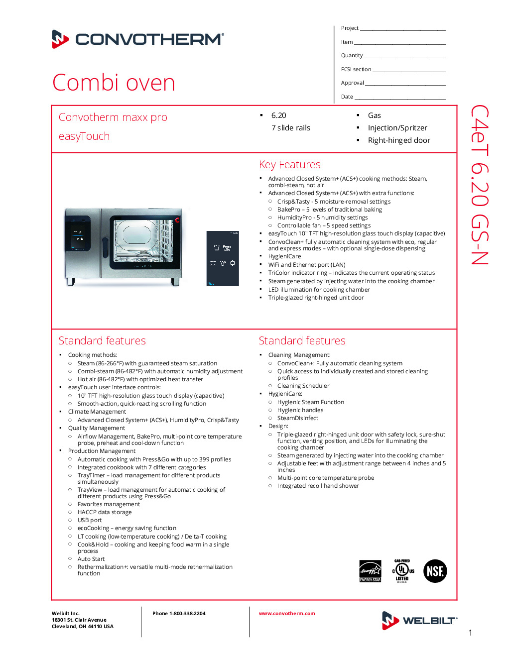 Convotherm C4 ET 6.20GS-N Gas Combi Oven