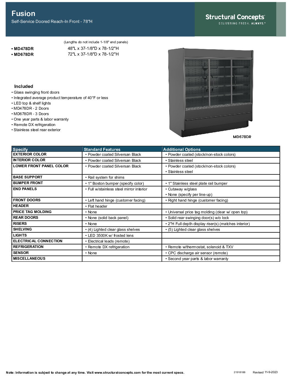 Structural Concepts MD478DR Self-Serve Refrigerated Display Case