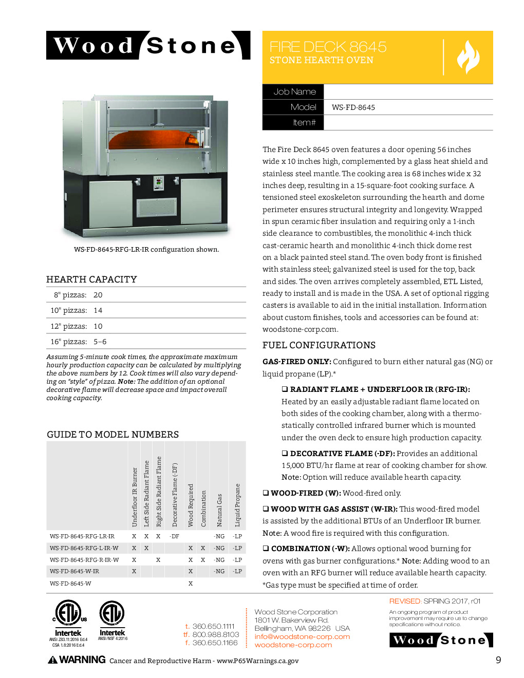 Wood Stone FD-8645-RFGLRIRW Wood / Coal / Gas Fired Oven