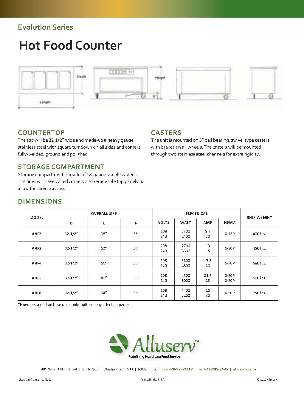Alluserv AHF4 Electric Hot Food Serving Counter
