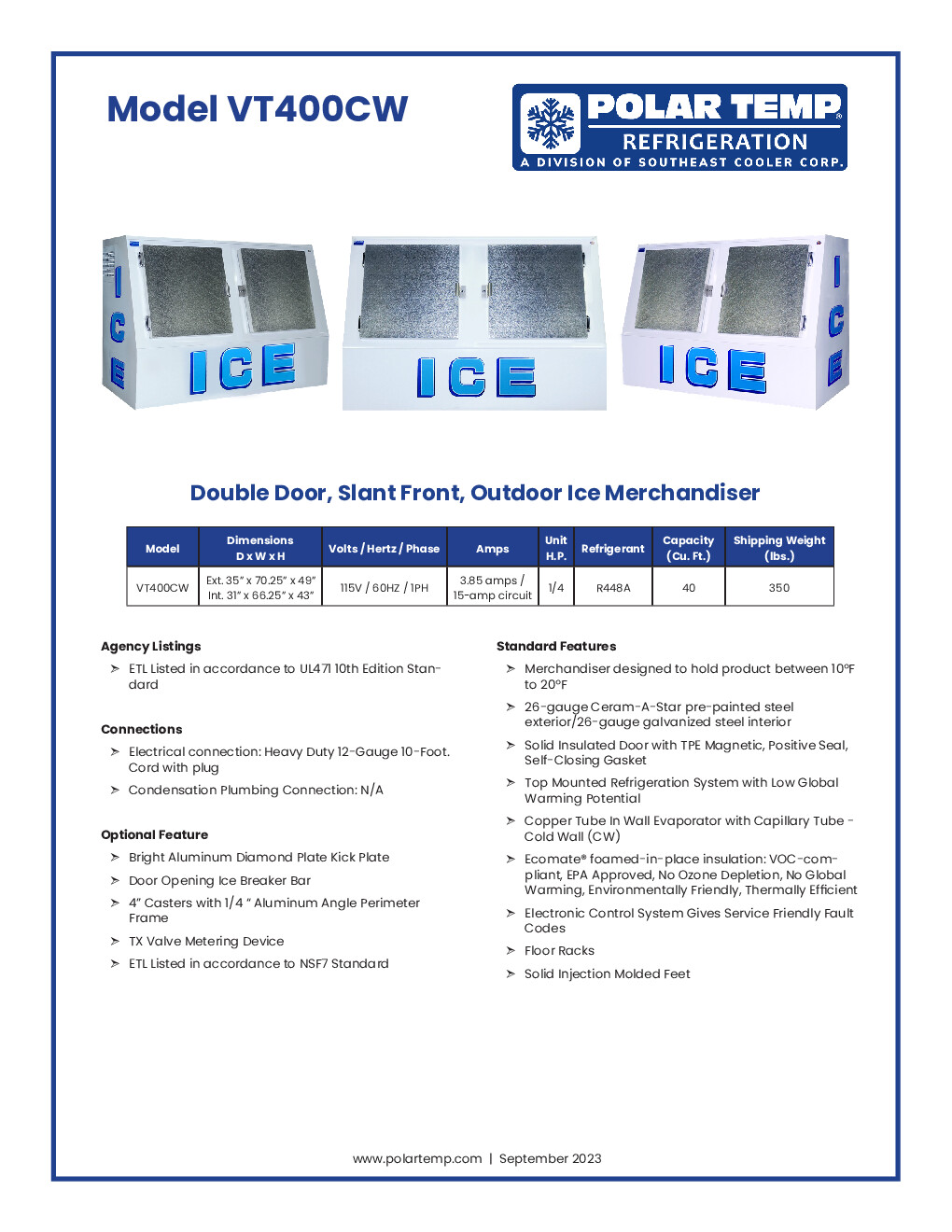 Polar Temp VT400CW Ice Merchandiser