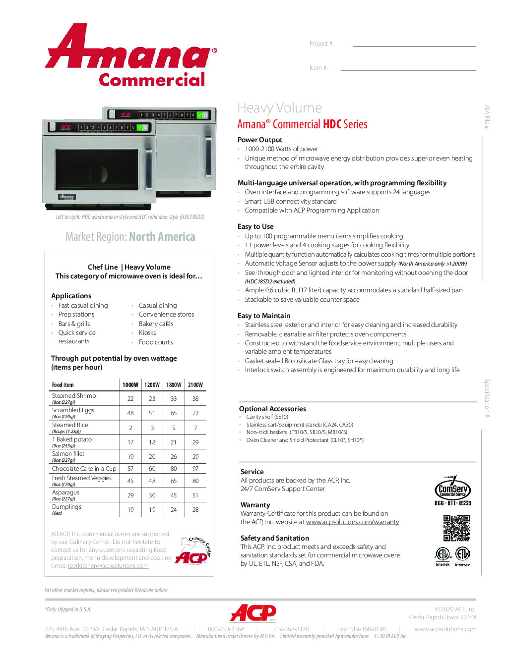Amana HDC1015 Microwave Oven