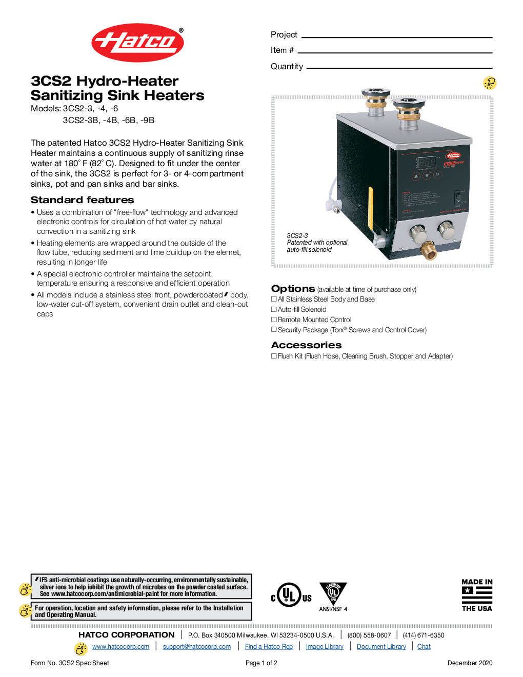 Hatco 3CS2-4/B Electric Sink Heater