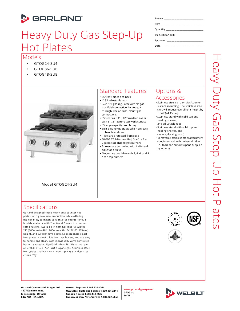 Garland US Range GTOG24-SU4 Gas Countertop Hotplate