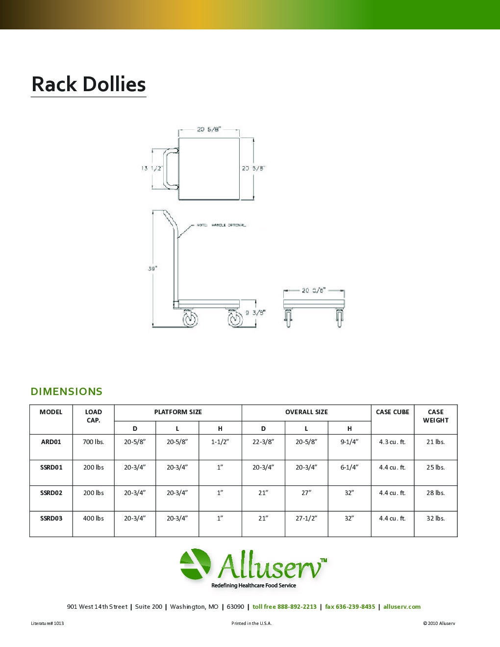 Alluserv SSRD03 Dishwasher Rack Dolly