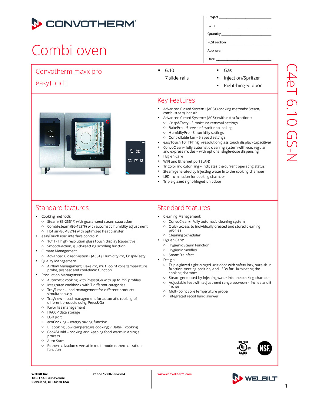 Convotherm C4 ET 6.10GS-N Gas Combi Oven
