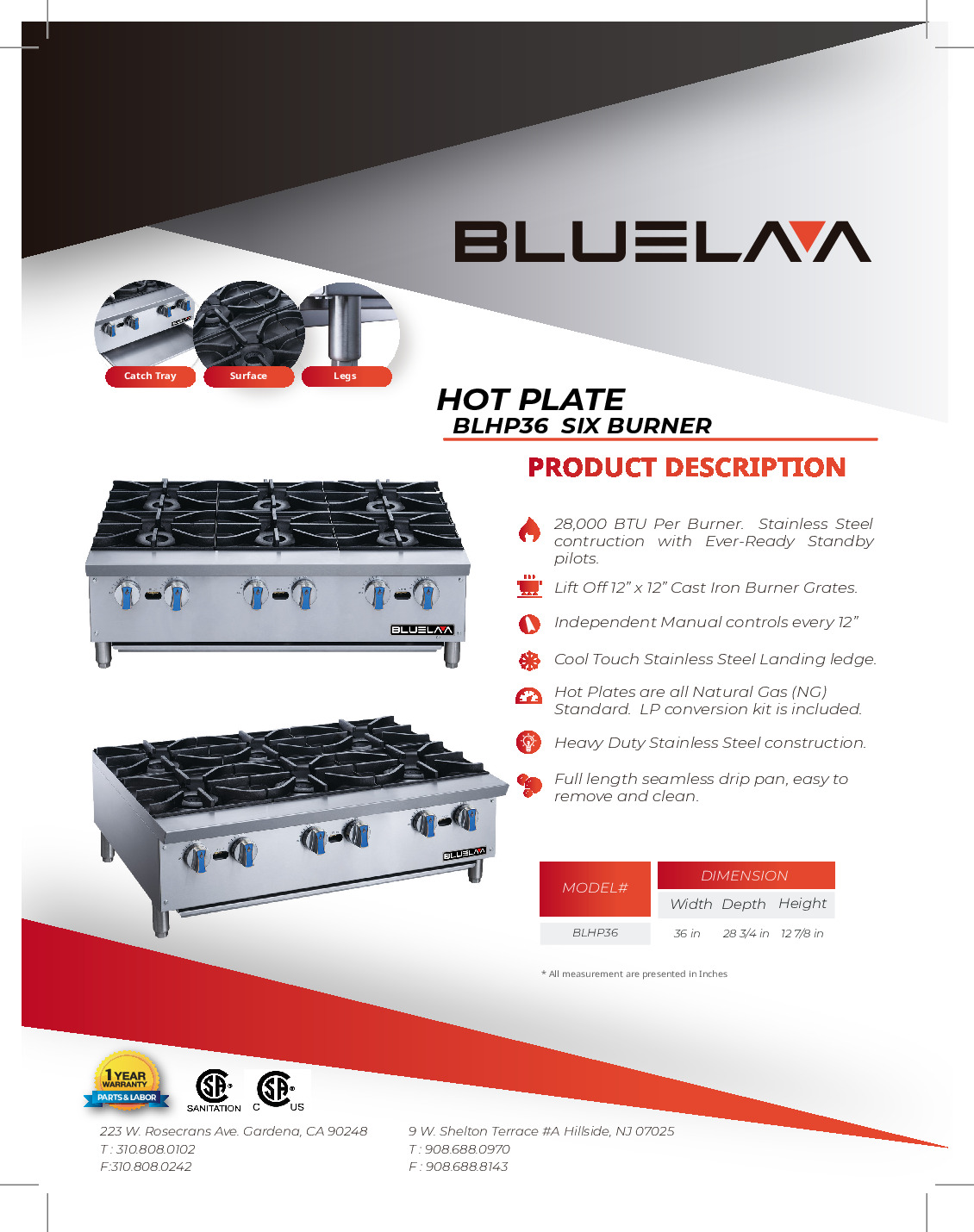 Blue Air BLHP36 Gas Countertop Hotplate