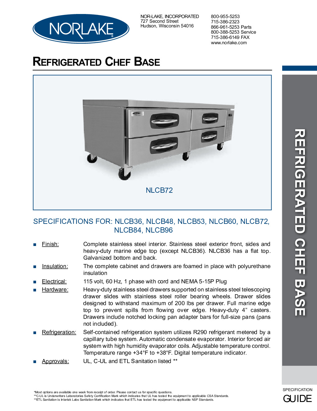 Nor-Lake NLCB60 Refrigerated Base Equipment Stand