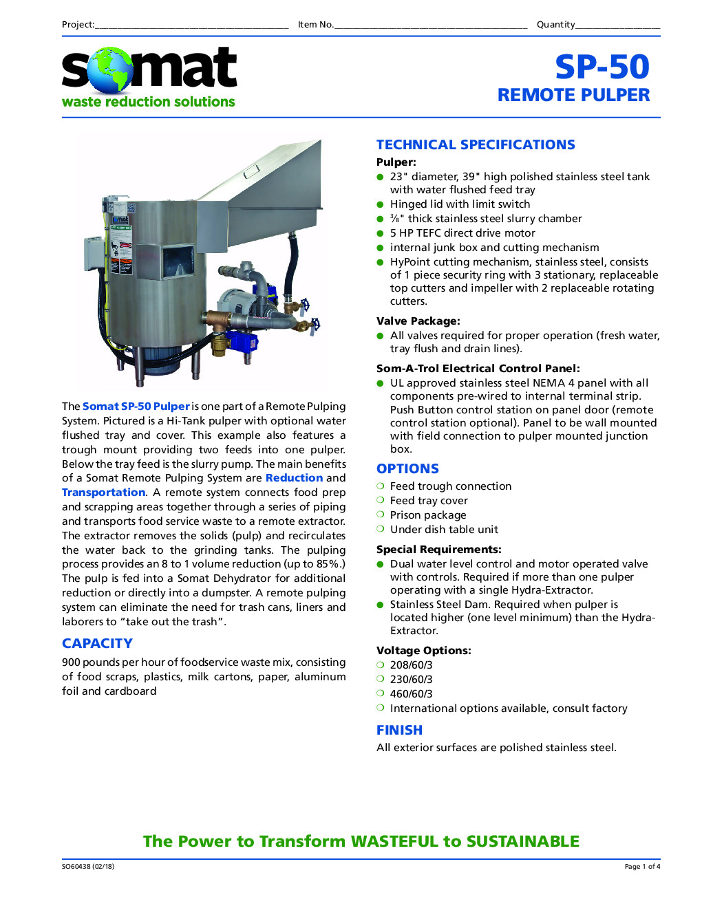 Somat SP50+BUILDUP Pulper Waste System