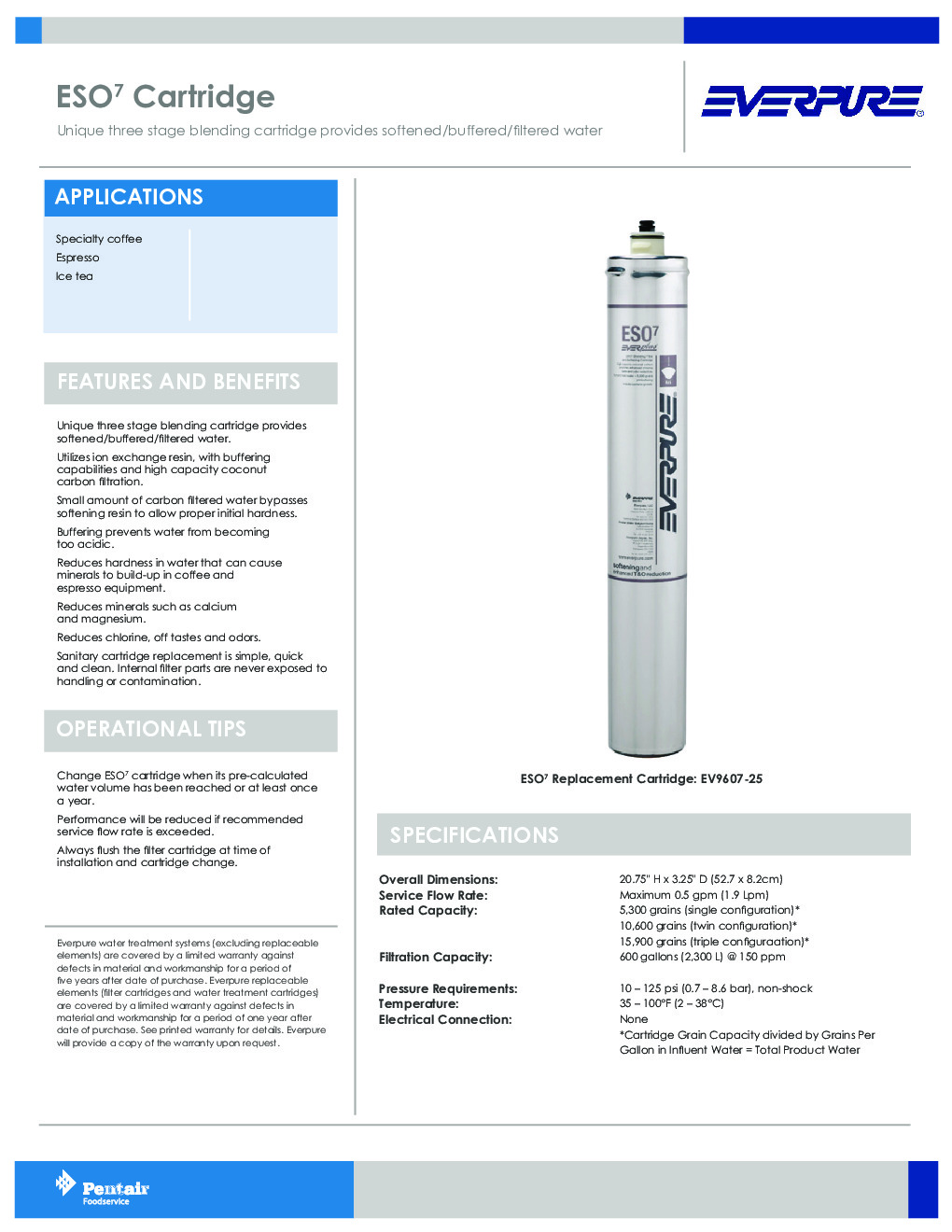 Everpure EV960725 Cartridge Water Softener Conditioner