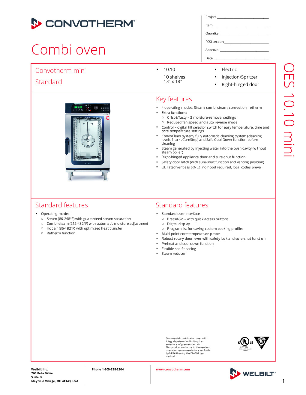 Convotherm 10.10 STD MINI Electric Combi Oven