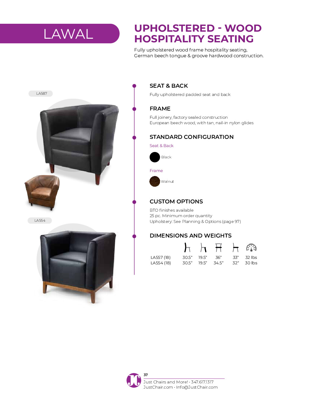 JustChair LA554-GR1 Indoor Lounge Chair