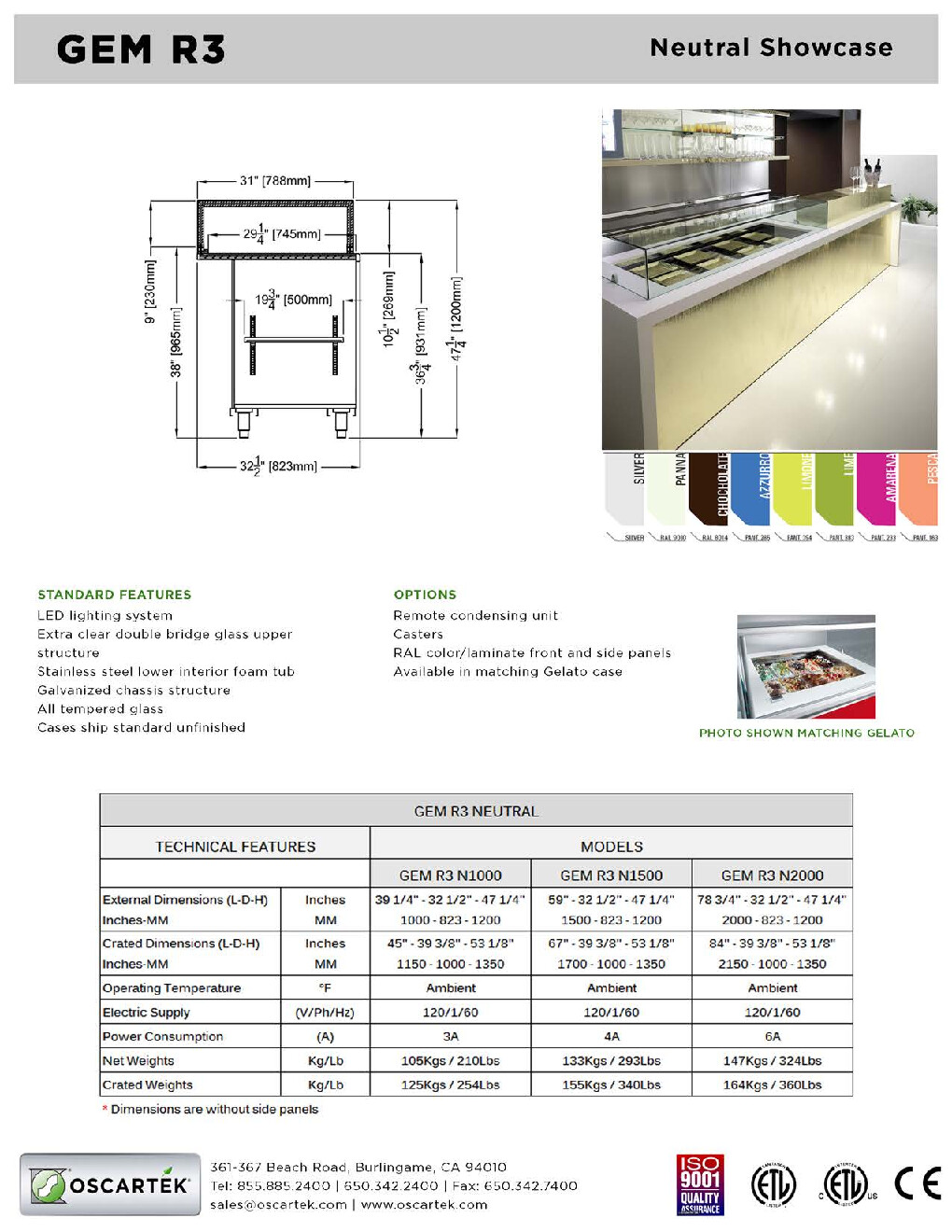 Oscartek GEM R3 N1000 Non-Refrigerated Bakery Display Case