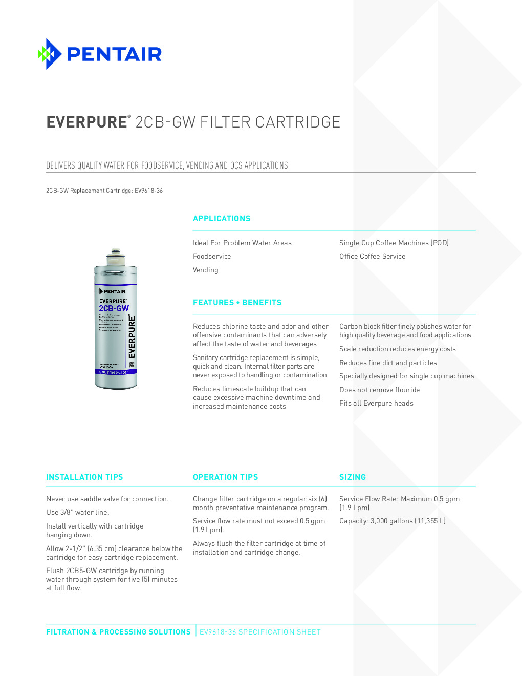 Everpure EV961836 Cartridge Water Filtration System