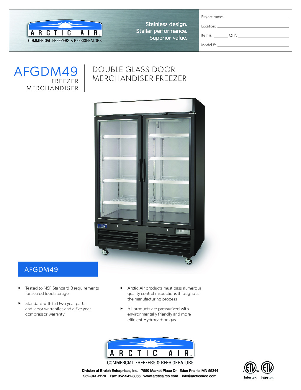 Arctic Air AFGDM49 Merchandiser Freezer