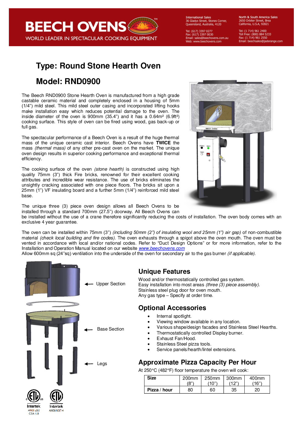 Beech Ovens RND0900FG Wood / Coal / Gas Fired Oven