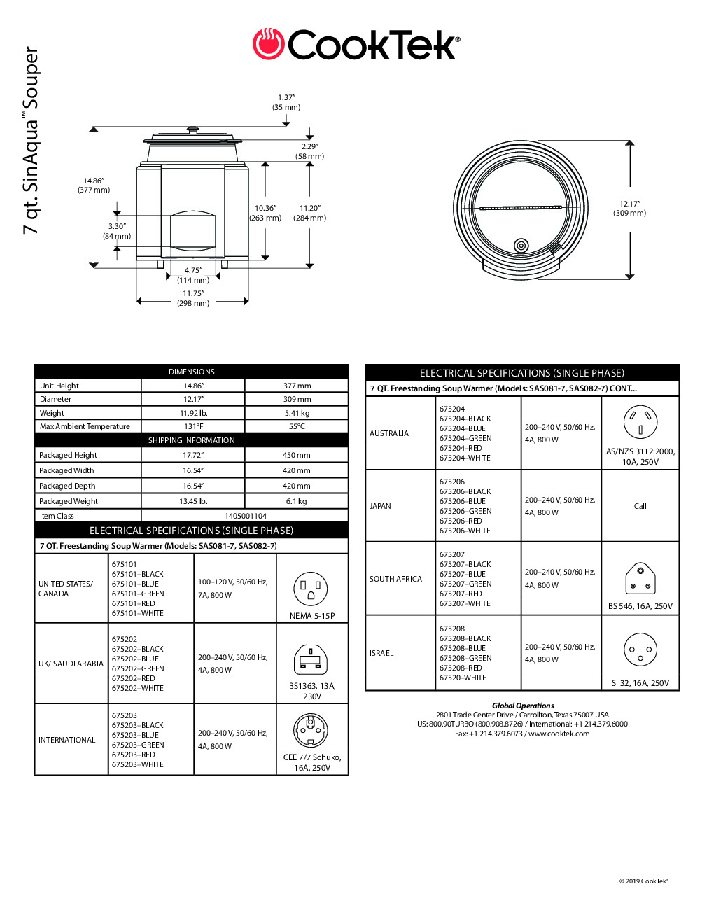 CookTek 675101 7 qt Countertop Induction Soup Kettle w/ Thermostatic  Controls, 100-120v