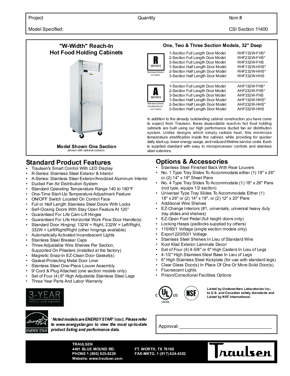 Traulsen RHF332W-FHS Reach-In Heated Cabinet