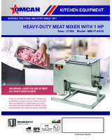 Omcan 37459 Heavy-Duty 66 lb. Electric Meat Mixer - 110V, 1 hp