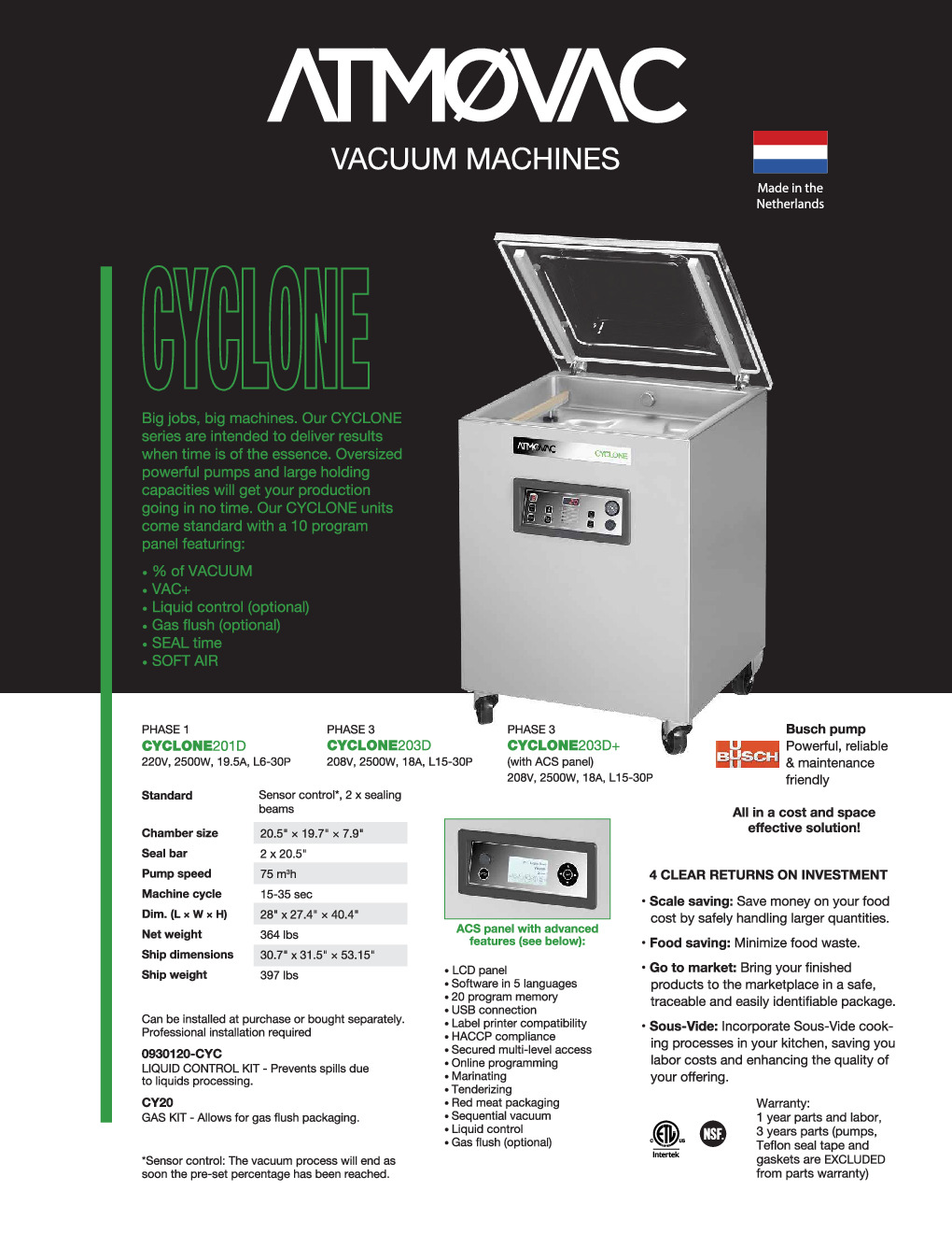 Eurodib USA CYCLONE203D+ Food Packaging Machine