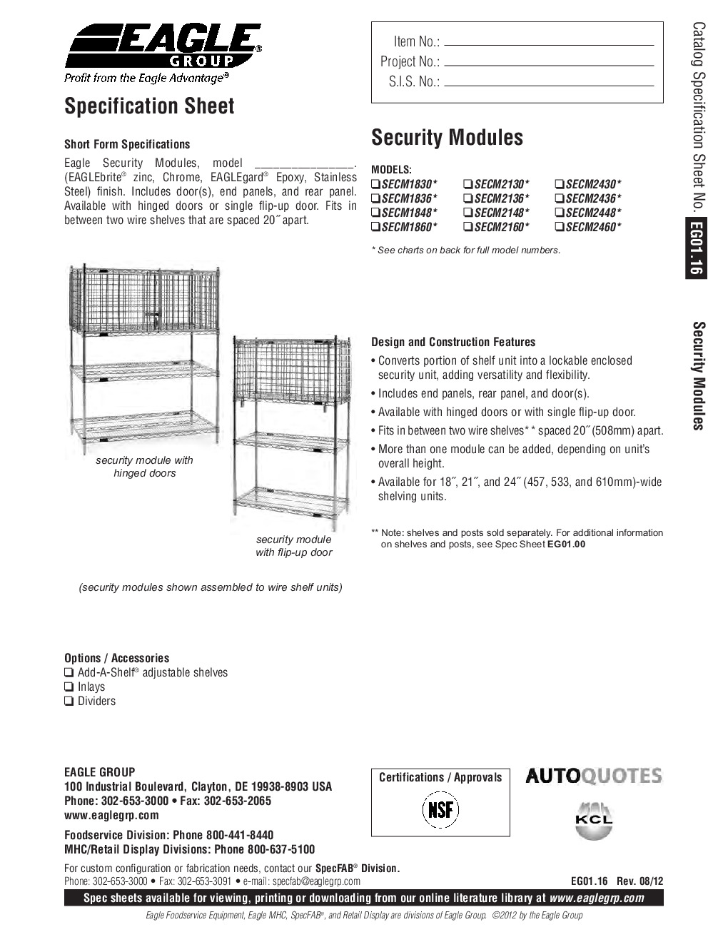 Eagle Group SECM1836FS-X Security Enclosure Kit