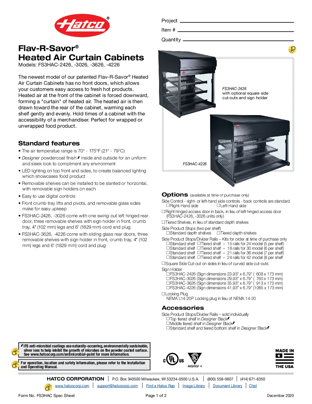 Hatco FS3HAC-4226 Countertop Hot Food Display Case