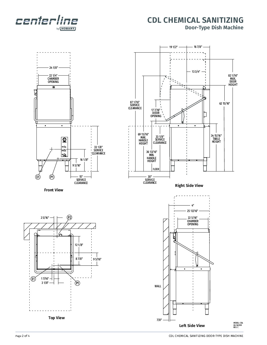 Centerline by Hobart CDL-1 Door Type Dishwasher, 51 Racks/Hr -44 Gal/Hr -Low Temp Electric Tank Heat -1 Wash Cycle/17