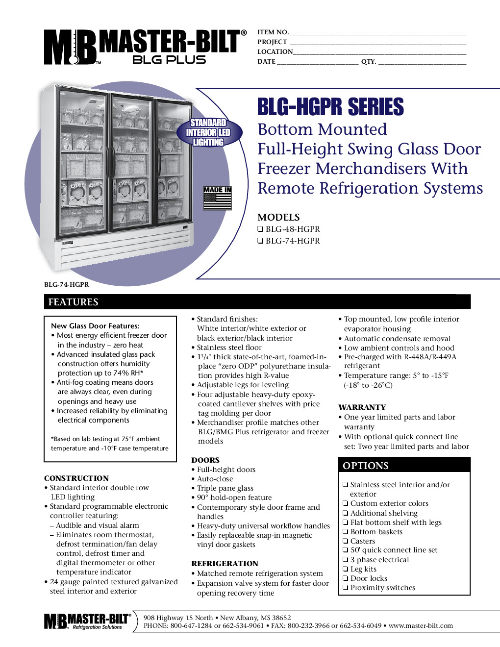 Master-Bilt BLG-48-HGPR Merchandiser Freezer