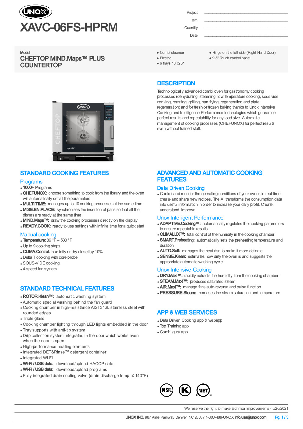 UNOX XAVC-06FS-HPRM Electric Combi Oven