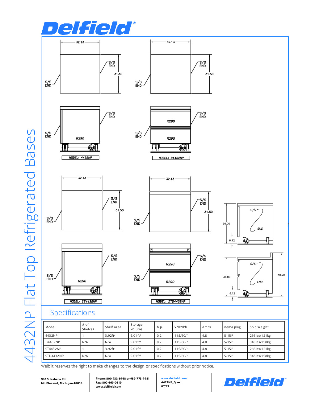 Delfield STD4432NP Work Top Refrigerated Counter