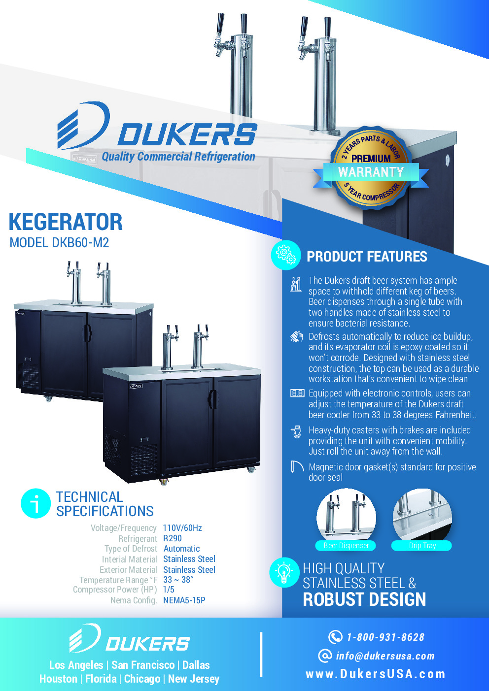 Dukers Appliance Co DKB60-M2 Draft Beer Cooler