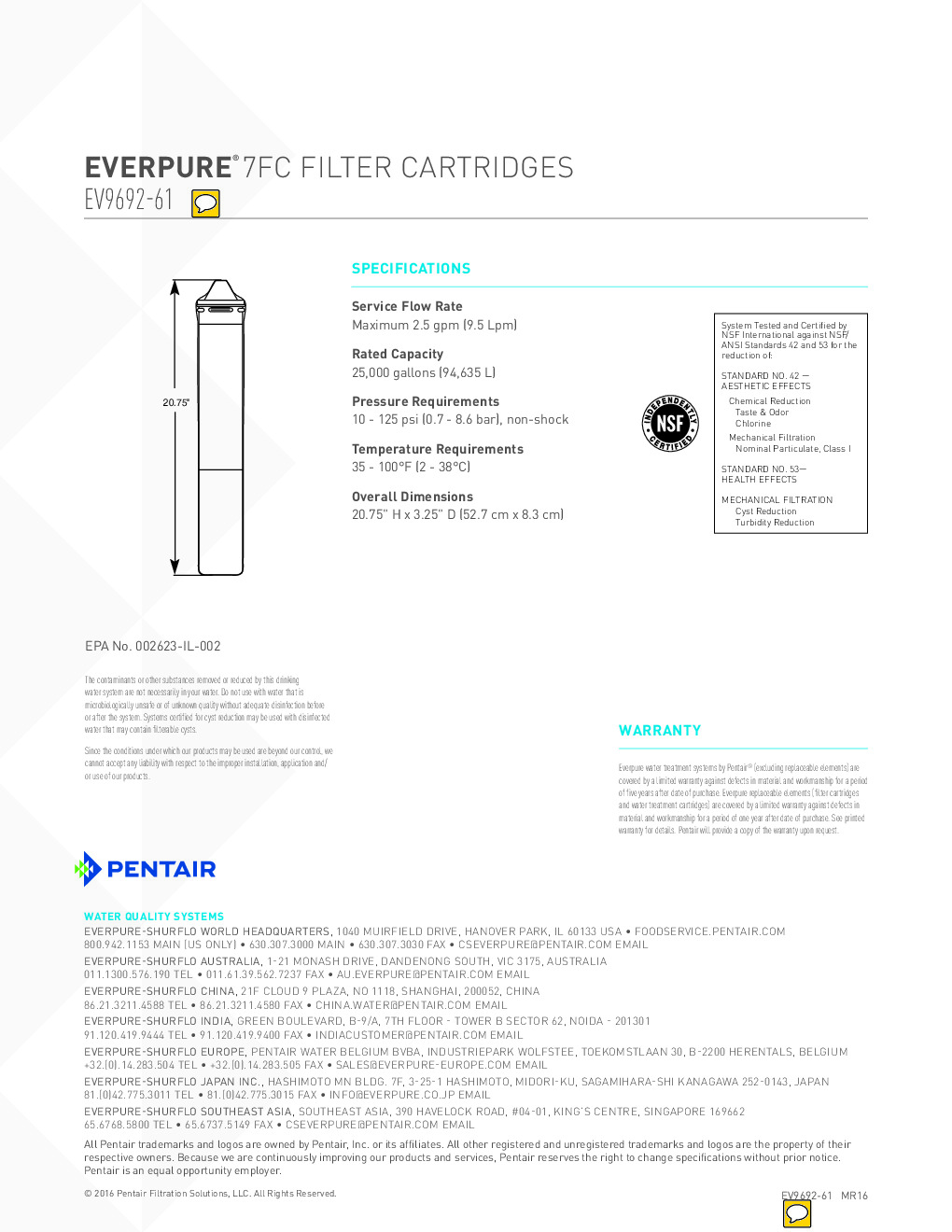 Everpure EV969261 Cartridge Water Filtration System