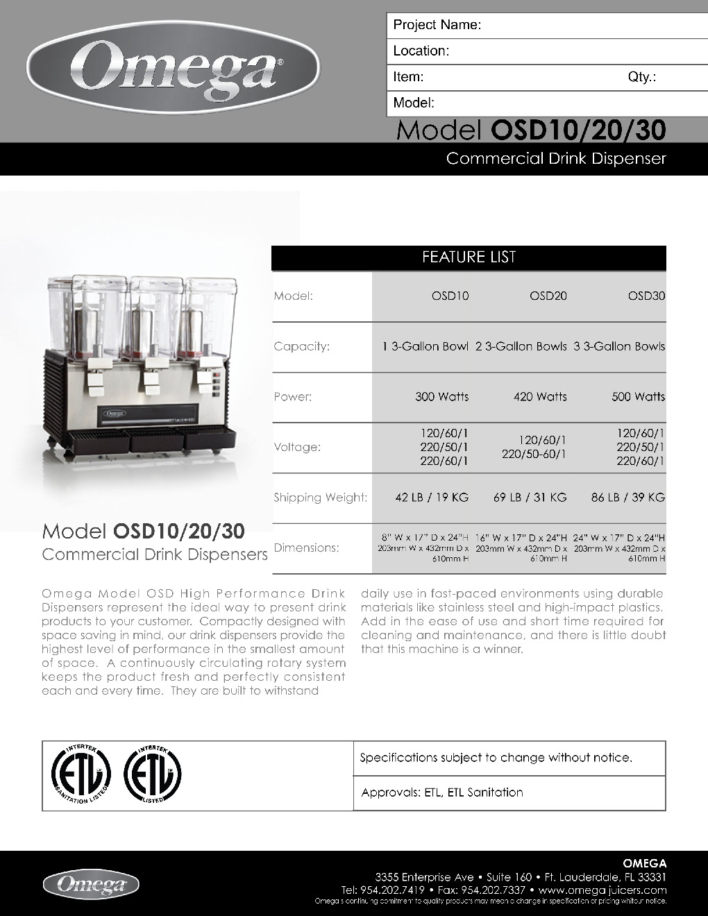 OSD20 Drink Dispenser, Double Drink Dispensers, Beverage Dispensers