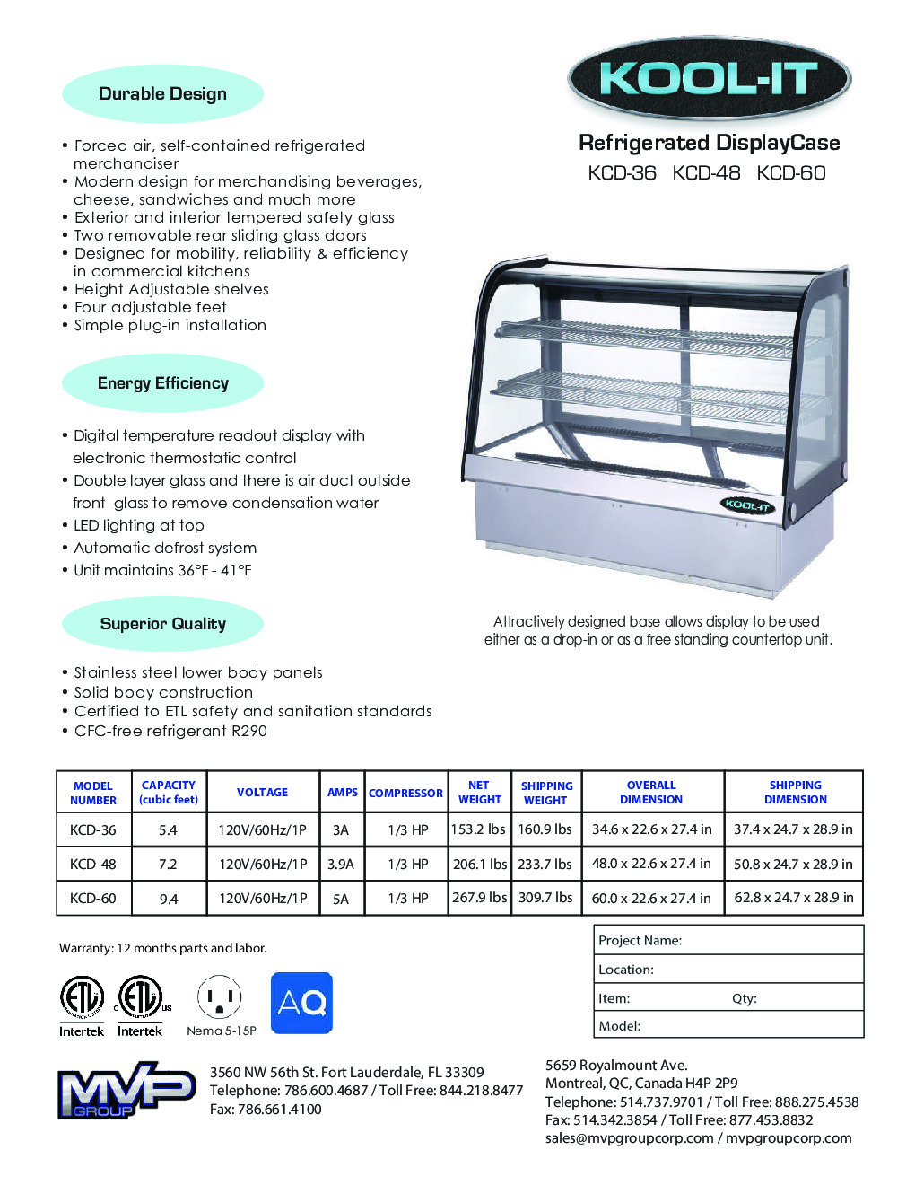 Kool-It KCD-60 Countertop Refrigerated Deli Display Case