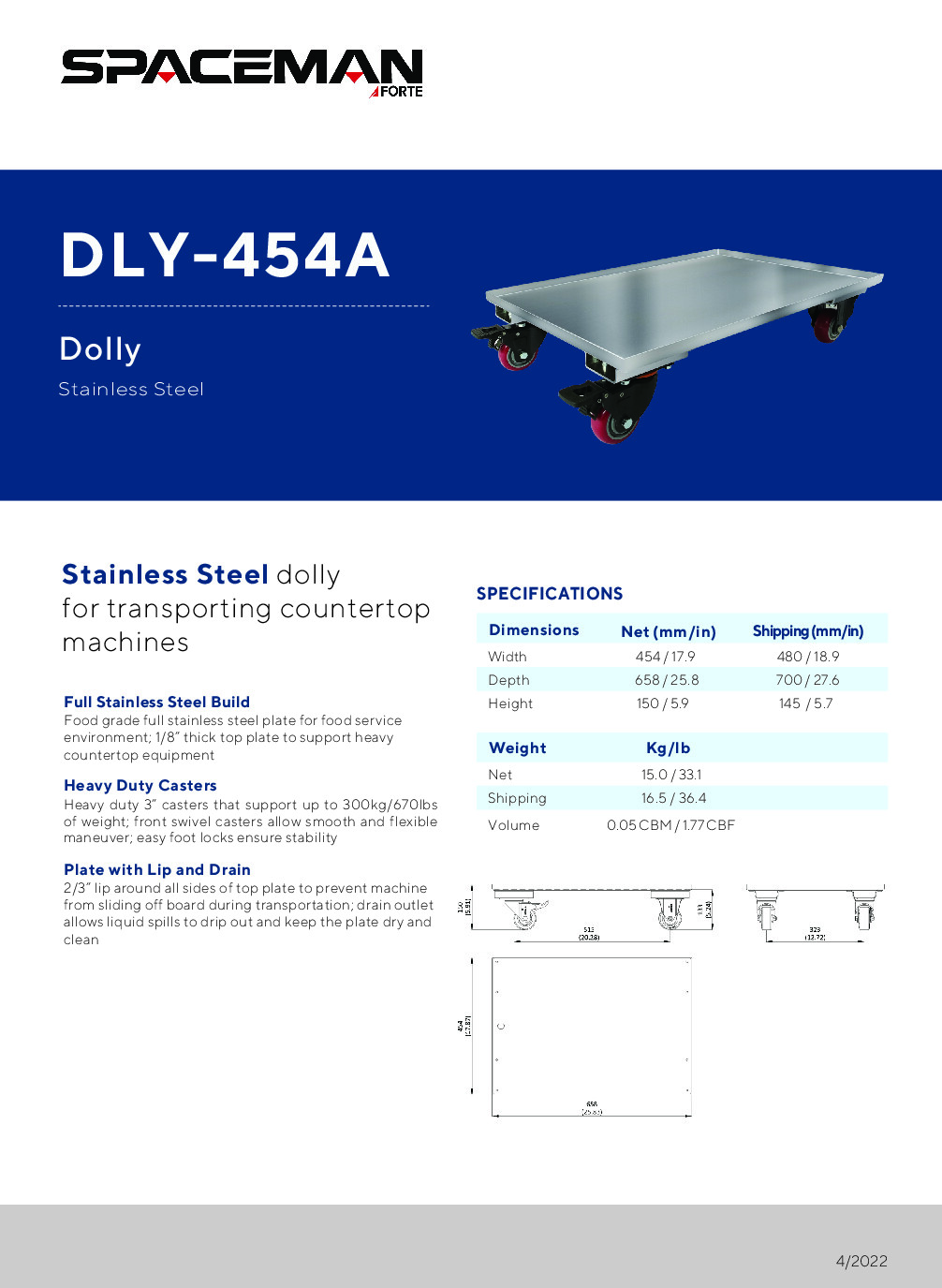 Spaceman DLY-454A Shelving Truck Dolly