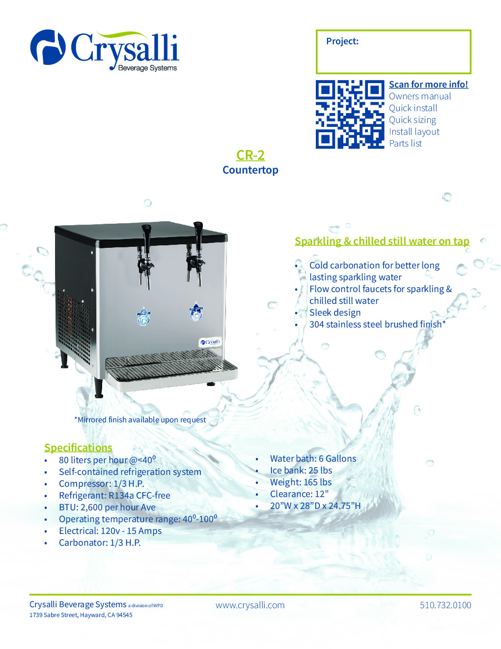 Crysalli CR-2 Water Dispensing System