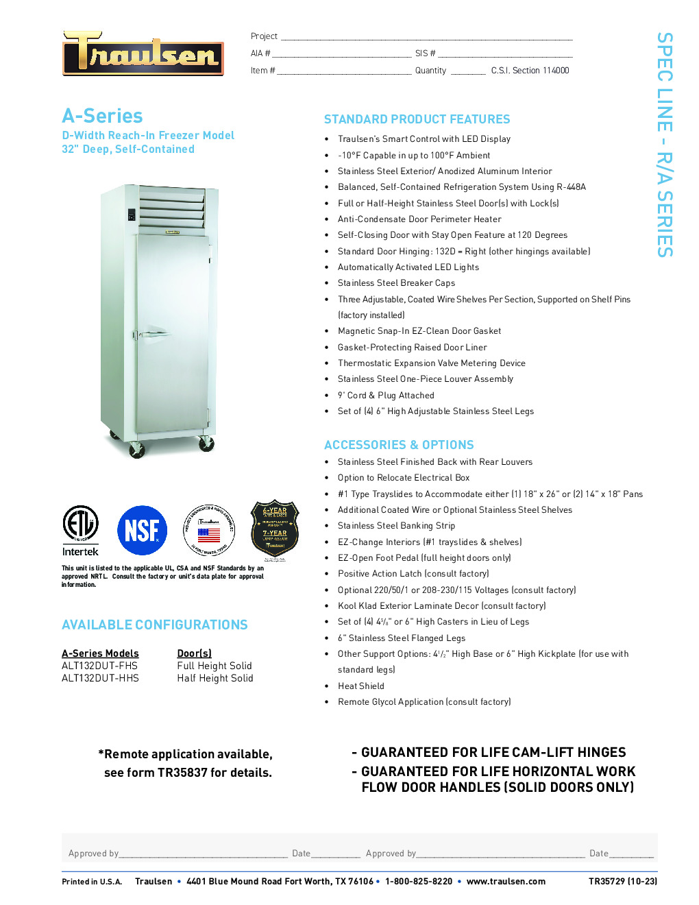 Traulsen ALT132DUT-HHS Reach-In Freezer