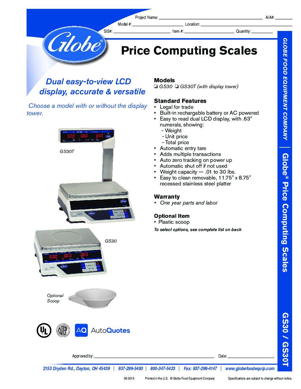 Globe GS30 Price Computing Scale