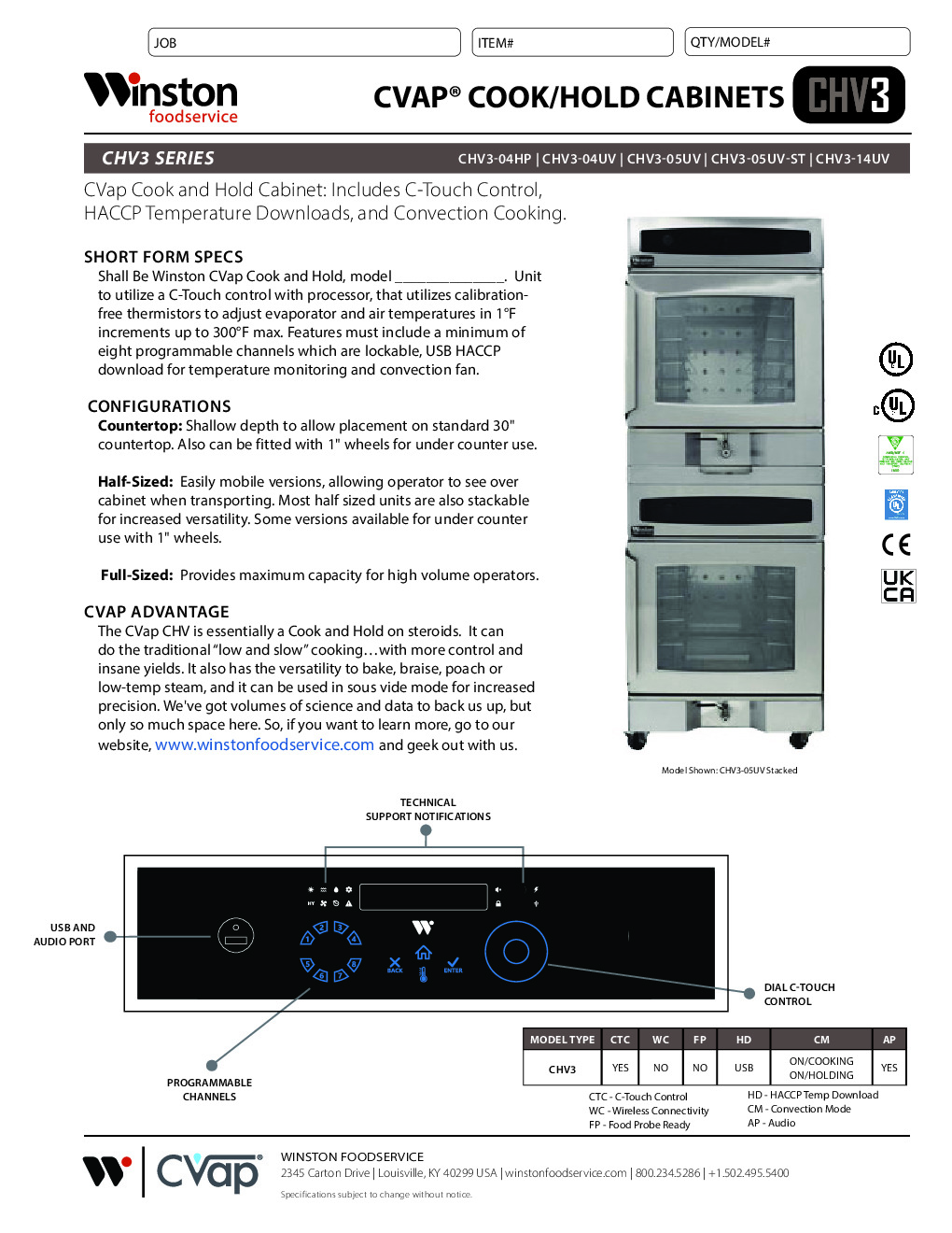 Winston CHV3-05UV-ST Cook / Hold / Oven Cabinet