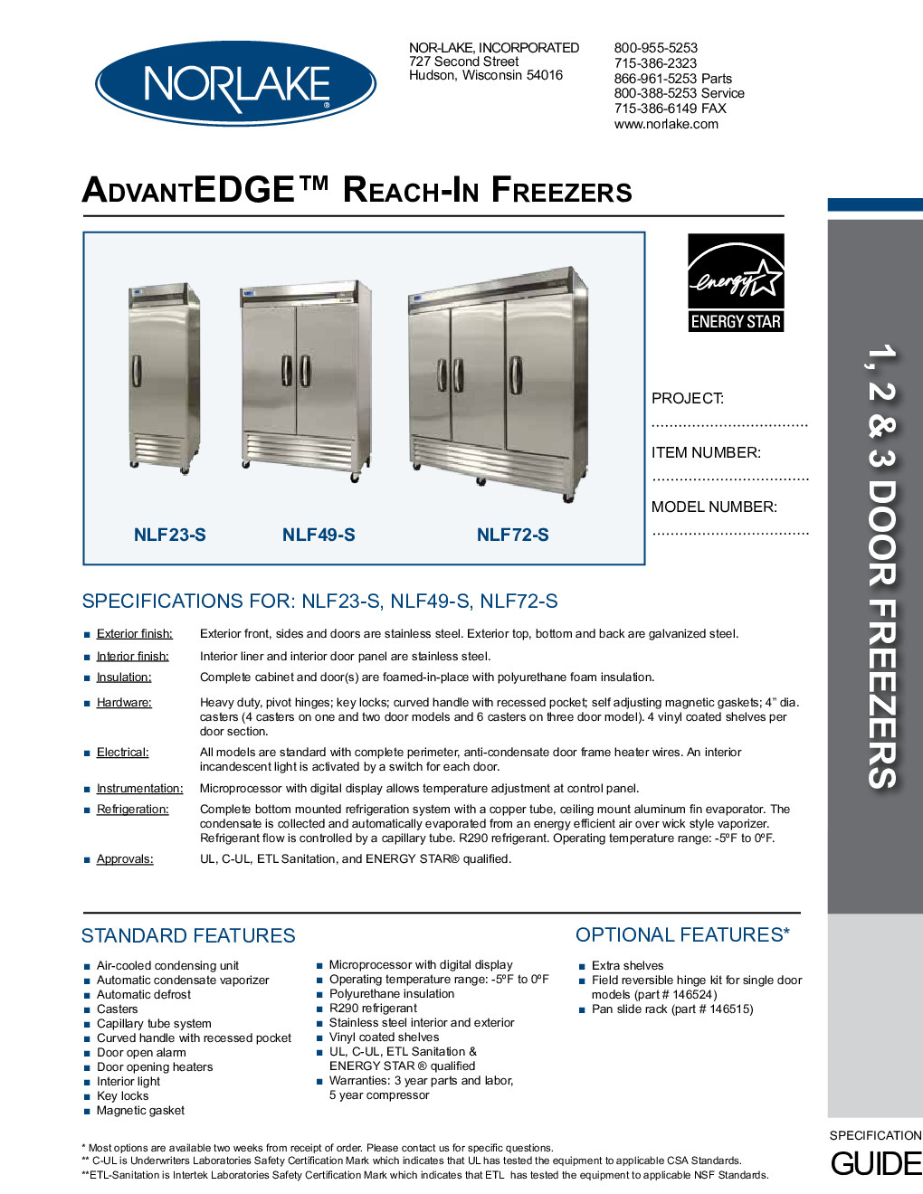 Nor-Lake NLF72-S Reach-In Freezer