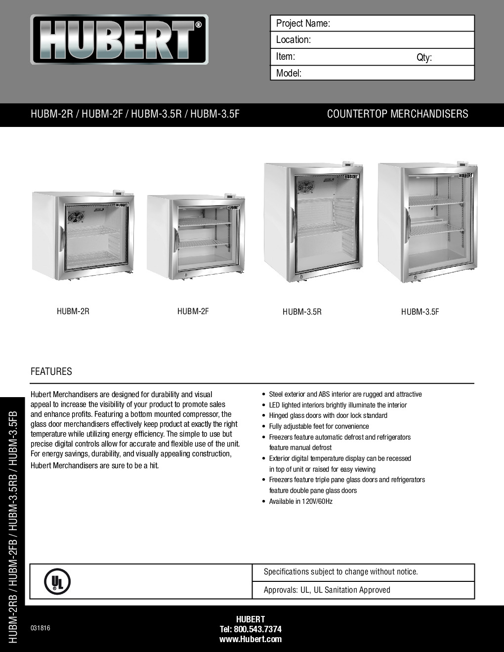 Hubert 11696 Countertop Merchandiser Freezer