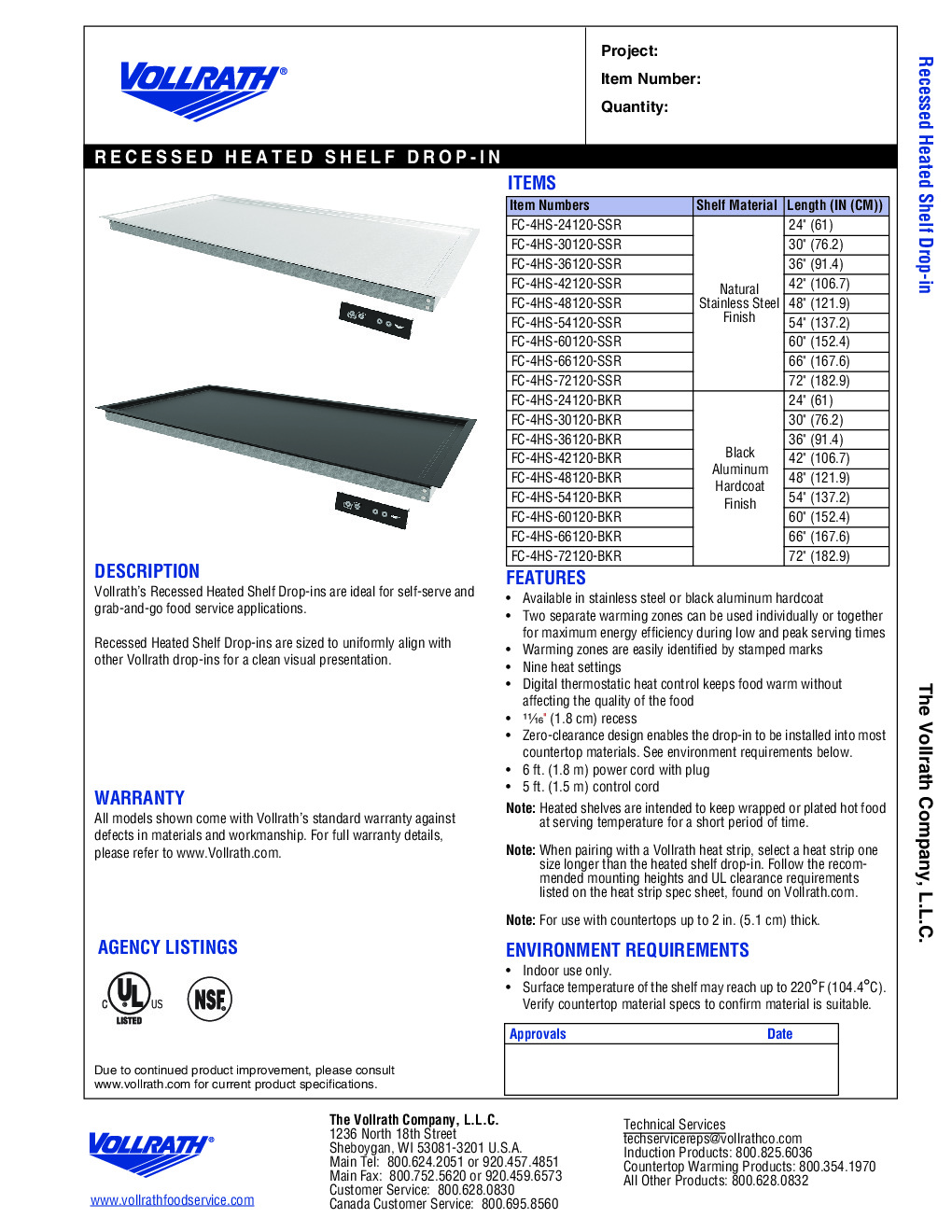 Vollrath FC-4HS-66120-SSR Heated Shelf Food Warmer